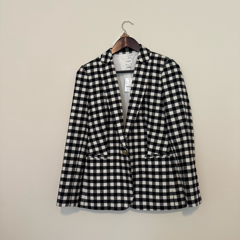 J. Crew Factory Women’s Black and White Checkered Blazer Classic Style Size 4